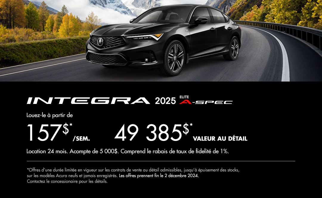 Bannière de Promotion Acura Integra 2025